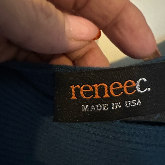 Renee C. Teal Blue Ribbed Dress - Picture 4 of 4